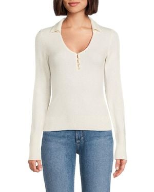 NAADAM Long Sleeve Cashmere Polo - White