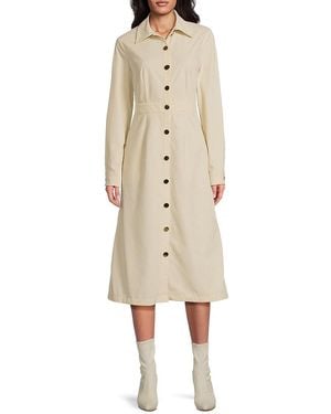 AREA STARS Dion Corduroy Midi-Shirtdress - Natural
