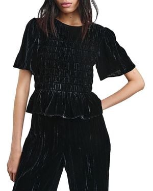 Rails Rosie Crinkled Velvet Top - Black