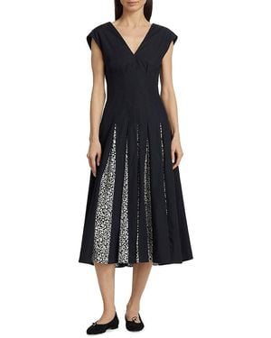 10 Crosby Derek Lam Ella Pleated Cotton Midi-Dress - Black