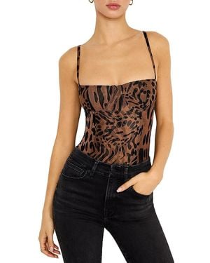 GOOD AMERICAN Corset Demi Mesh Bodysuit - Black