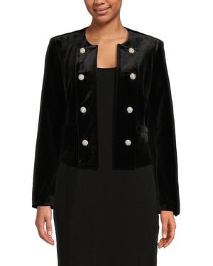 Karl Lagerfeld Psyp Velvet Open Front Jacket - Black