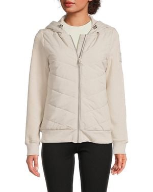 DKNY Quilted Hooded Puffer Jacket - Natural