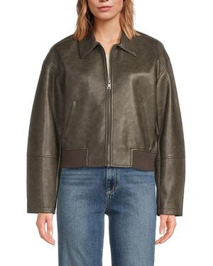 Levi's Drop Shoulder Faux Leather Bomber Jacket - Brown