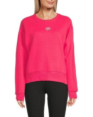 Tommy Hilfiger Logo Cotton-Blend Fleece Sweatshirt - Pink