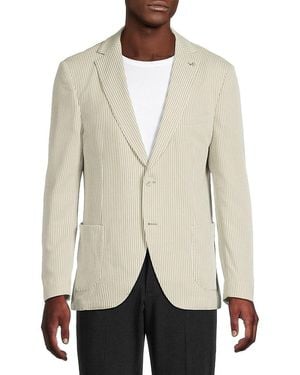 American Heritage Seersucker Striped Modern-Fit Blazer - Natural