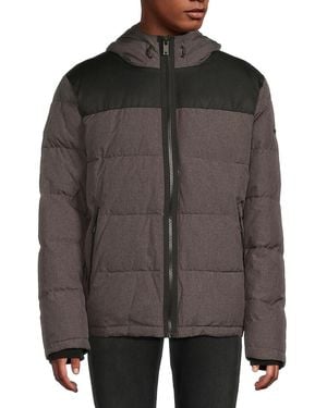 DKNY Classic Fit Logo Hooded Puffer Jacket - Black
