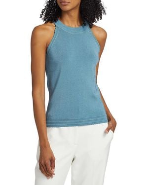 Tahari Mirren Halter Knit Top - Blue