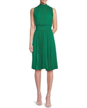 Nanette Lepore Accordian Pleated Dress - Green