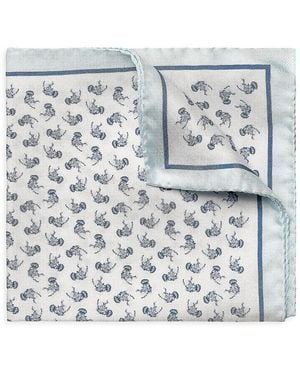 Eton Jellyfish Print Silk Pocket Square - Blue