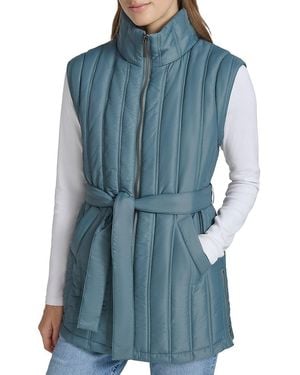 Andrew Marc Belted Tunic Vest - Blue