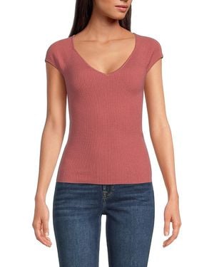 7 For All Mankind Ribbed Top - Red
