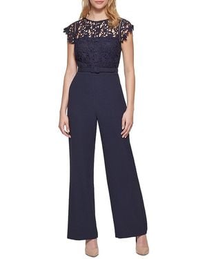 Eliza J Lace Bodice Jumpsuit - Blue