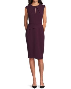 Calvin Klein Keyhole Cap Sleeve Sheath Dress - Black