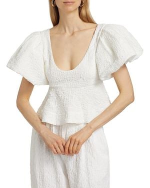 Ronny Kobo Jorden Ruffled Crop Top - White