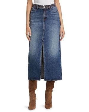 Ba&sh Math Denim Sheath Midi-Skirt - Blue