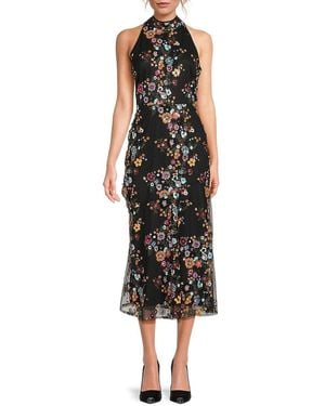 Sam Edelman Embroidered Sleeveless Midi-Dress - Black