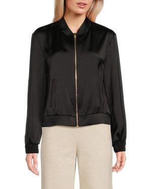 Halston Zip Bomber Jacket - Black