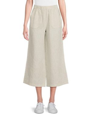 Saks Fifth Avenue 100% Linen Cropped Relaxed-Fit Trousers - Natural