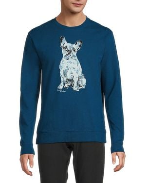 Robert Graham Camo Graham Cotton Crewneck Sweatshirt - Blue