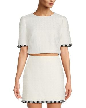 MILLY Lee Beaded Fringe Top - White