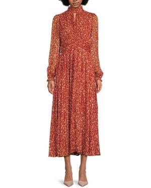BCBGMAXAZRIA Floral A-Line Maxi Dress - Red