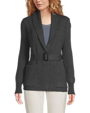 Bruno Magli Meino Wool Belted Cardigan - Black