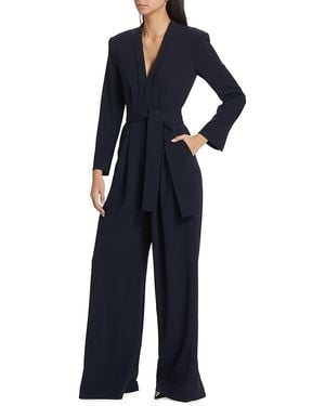 A.L.C. A. L.C. Kieran Ii Belted Crepe Wide-Leg Jumpsuit - Blue