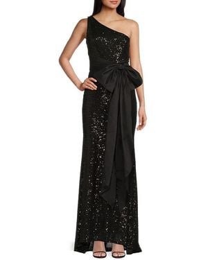 Eliza J One-Shoulder Sequined Gown - Black