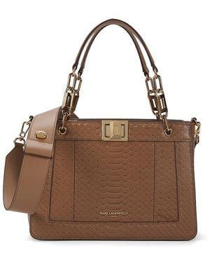 Karl Lagerfeld Ivette Textured Leather Satchel - Brown