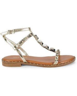 Nine West Marcila Studded Flat Sandals - Metallic