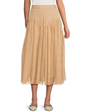 Wdny Dropped Waist Midi Skirt - Natural