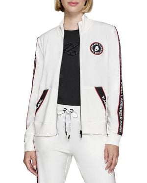 Karl Lagerfeld Logo Tape Zip-Up Jacket - White