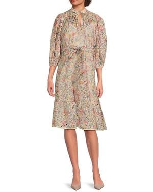 Mikael Aghal Tie-dye Eyelet Embroidery Dress - Natural