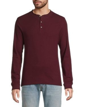 Saks Fifth Avenue Waffle Knit Henley - Purple