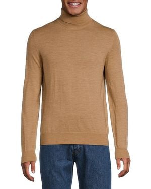 Bruno Magli Classic Fit Merino Wool Turtleneck Jumper - Blue