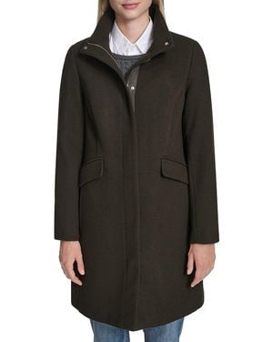 Cole Haan Wool-Blend Zip Coat - Black