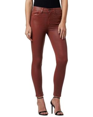 Joe's Jeans The Charlie High-Rise Stretch Coated Skinny Ankle Jeans - Red