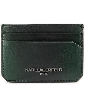 Karl Lagerfeld Logo Leather Card Case - Black