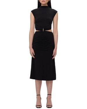 Hervé Léger The Gabrille Cut-Out Ruched Midi-Dress - Black