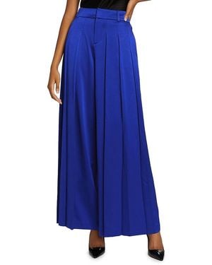 Alice + Olivia Simon Pleated Satin Wide-Leg Pants - Blue