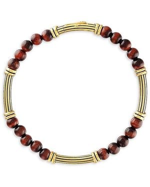 Esquire 14k Gold-plated Sterling Silver & Polished Red Tiger's Eye Beaded Bracelet - Metallic