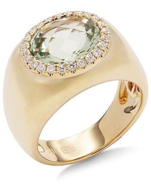 Effy 14K, 0.24 Tcw Diamond & Amethyst Ring - Metallic