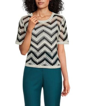 Laundry by Shelli Segal Chevron Crochet Sweater - Green