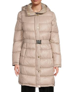 Halston Packable Hooded Puffer Coat - Natural