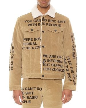 Cult Of Individuality Faux Shearling Corduroy Trucker Jacket - Natural