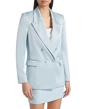 If Only Studio Hammered Satin Double-Breasted Blazer - Blue
