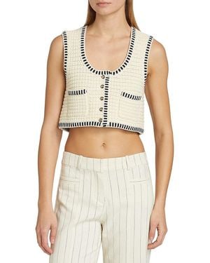 Ba&sh Gustave Cotton-Blend Tipped Cardigan - White