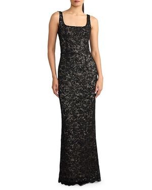 Zac Posen Lace & Sequin Fitted Gown - Black