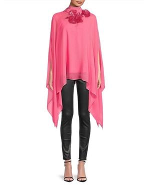 Emanuel Ungaro Ava Chiffon Cape Blouse - Pink
